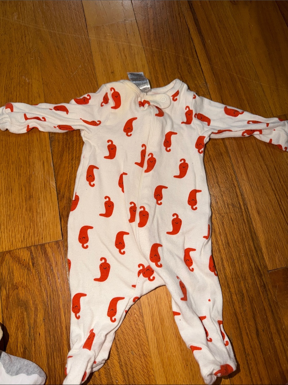 Gerber Cream Footed One-Piece with Red Chili Pepper Print